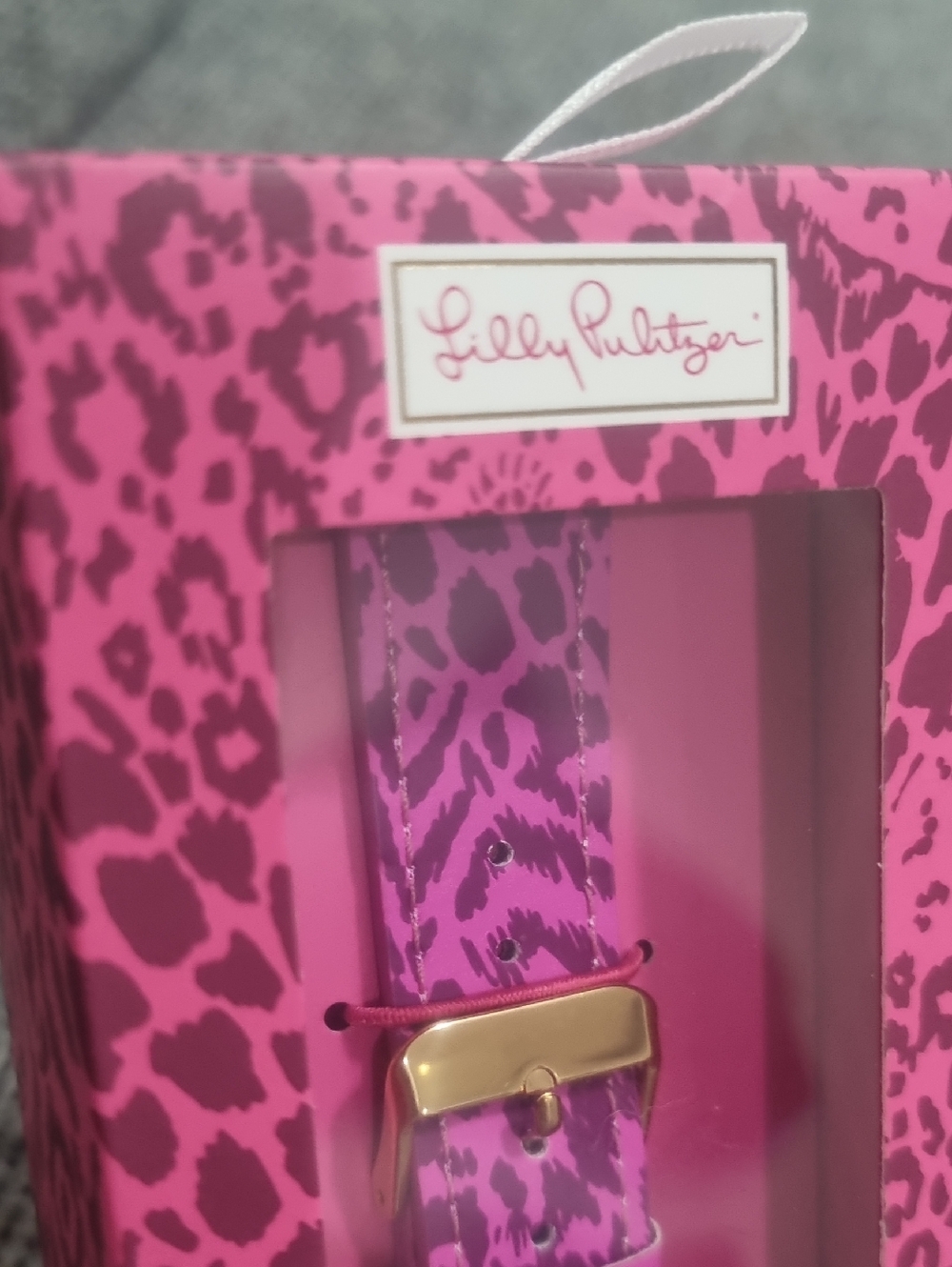 LILLY PULITZER Leather Apple Watch Band in Cerise Pink Pattern Play - Picture 5 of 13